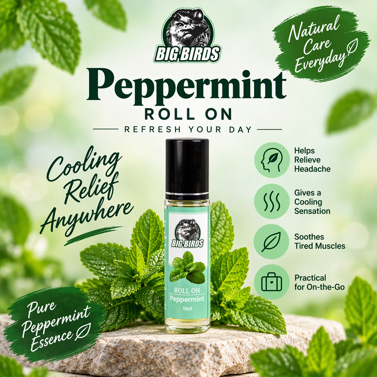 Essential Oil Peppermint Roll On 10ml(Diluted with Olive Oil)