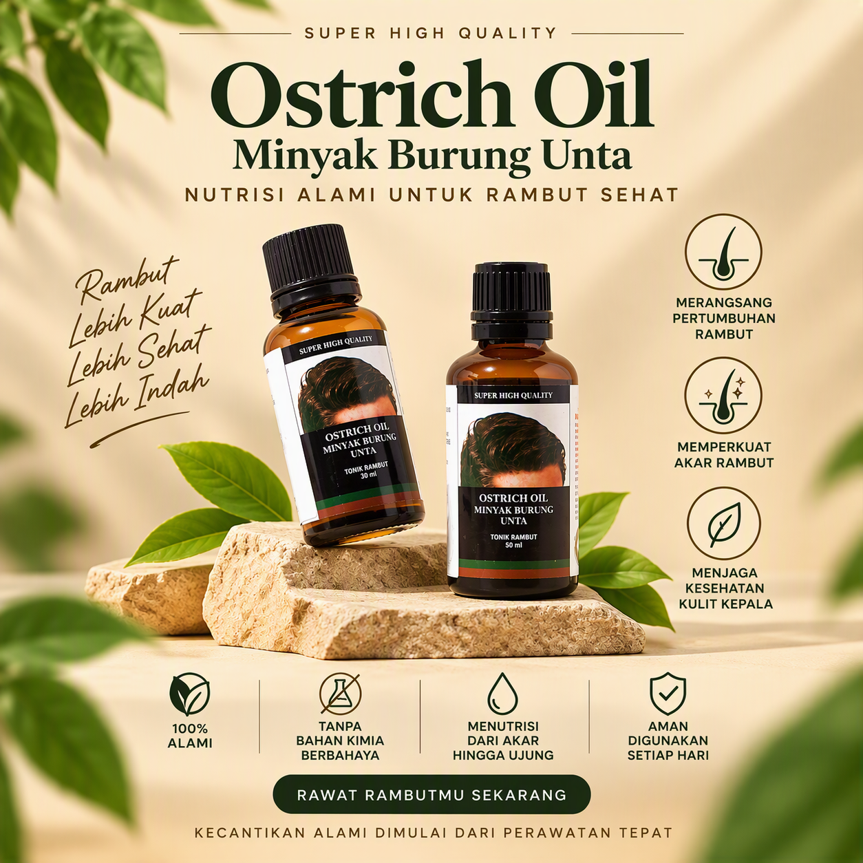 MONCAH HAIR TONIC OSTRICH OIL (SUPER HIGH QUALITY)