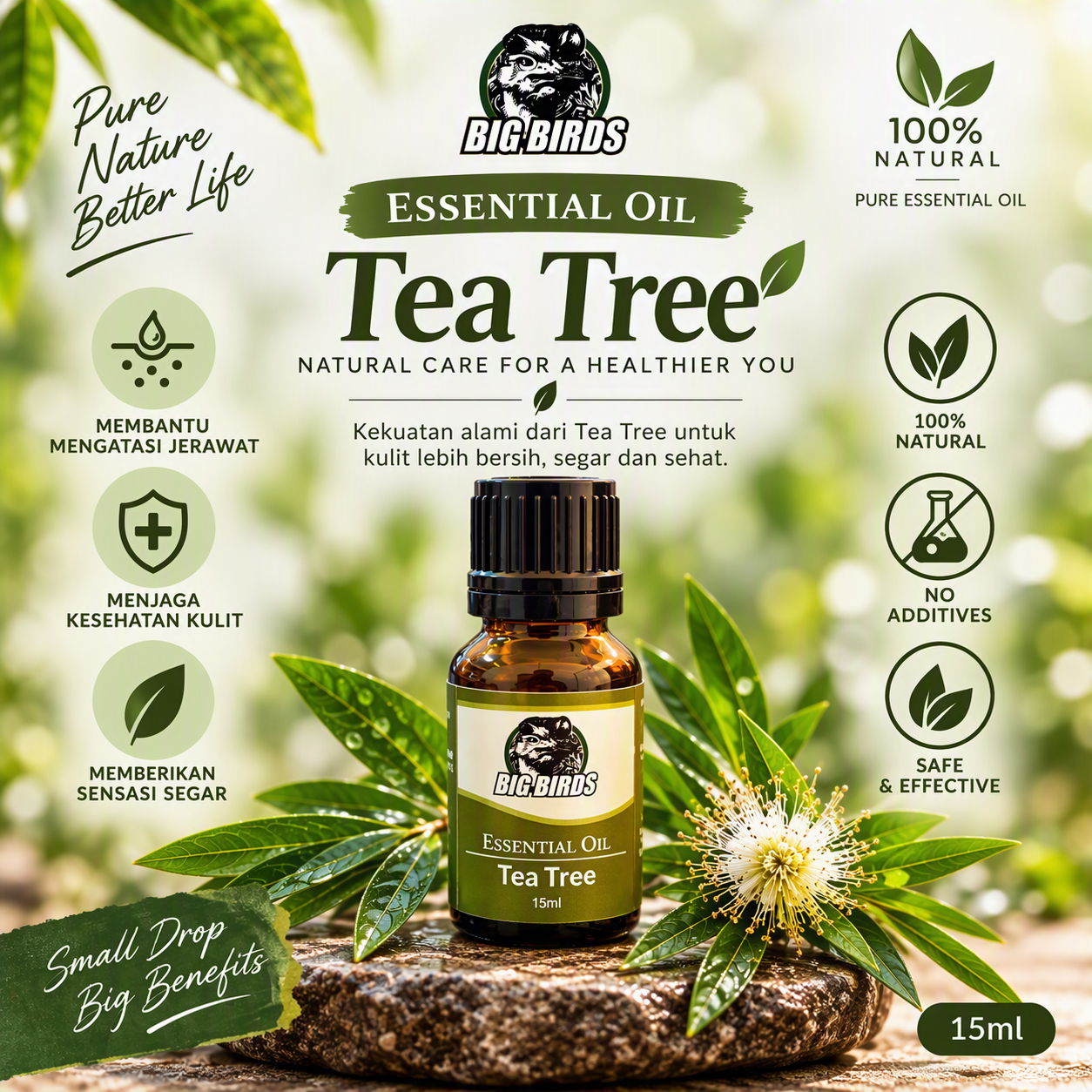 Tea Tree Essential Oil 15ML(Diluted with olive oil)