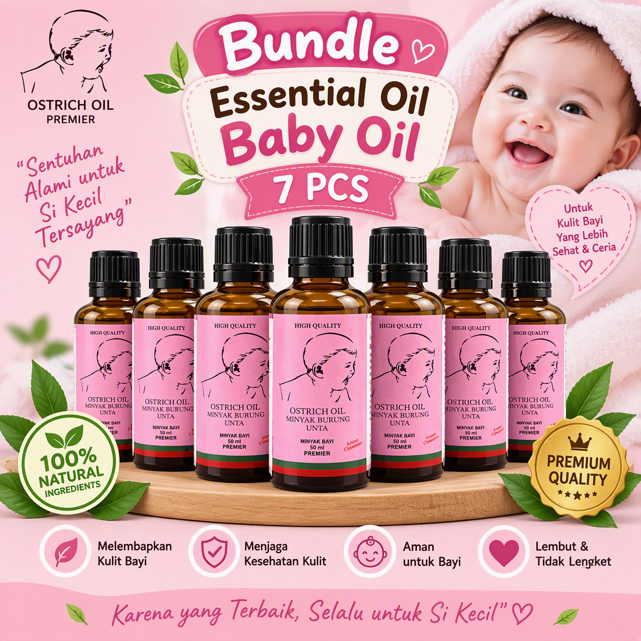 Ostrich Oil For Baby -Aroma Cinnamon 50ml (1 Pack 7 PCS)