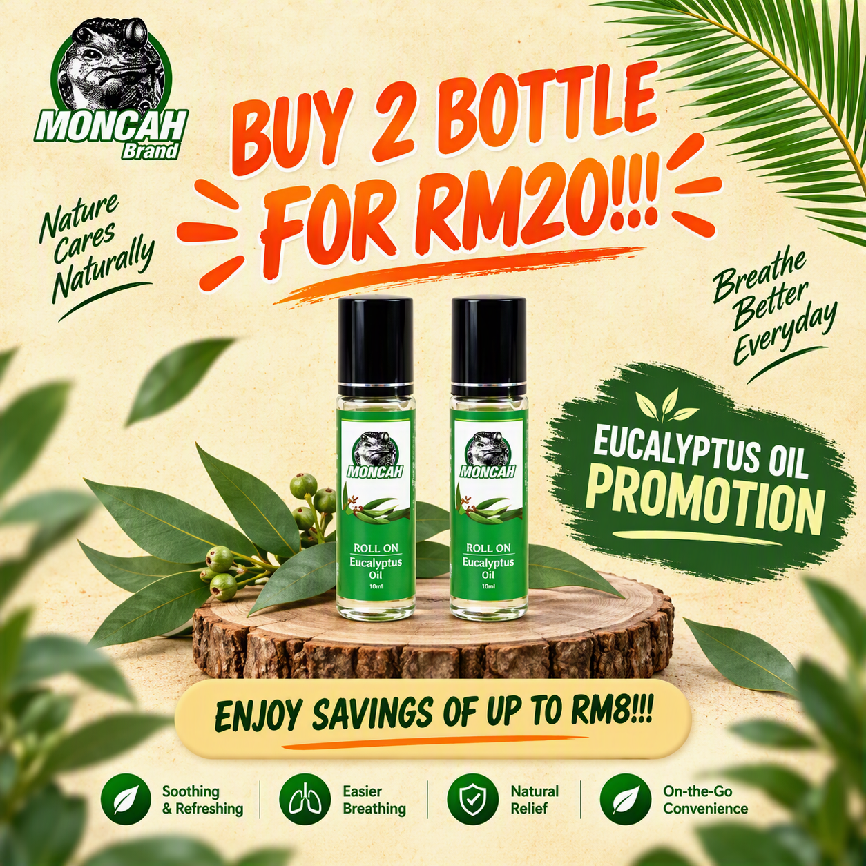 ROLL ON EUCALYPTUS 10ml PROMO BUY 2 FOR ONLY RM20