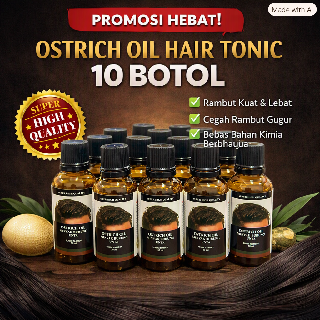 Ostrich Oil For Hair 30ml (1 Pack 10 PCS)