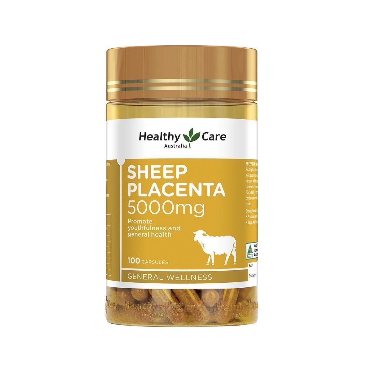 Healthy Care Sheep Placenta Essence Capsules 5000mg – Reduces Fine Lines, Supports Sleep & Relaxation, 100 Capsules