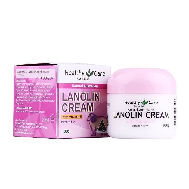 Imported Australian Healthy Care Lanolin Moisturising Cream – Fast Absorbing Hydration for Face & Body, Nourishes & Helps Reduce Wrinkles