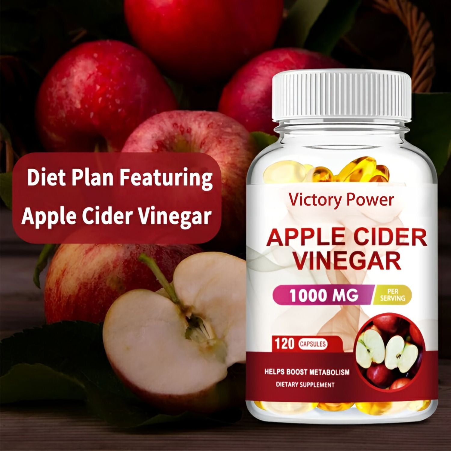 Apple Cider Vinegar Supplement - 120 Capsules Apple cider vinegar capsules promote digestion