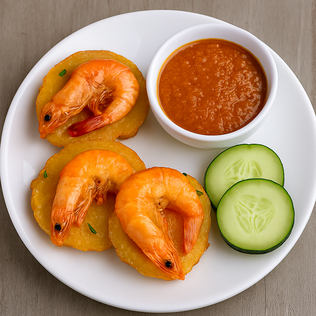 Cucur udang kuah kacang