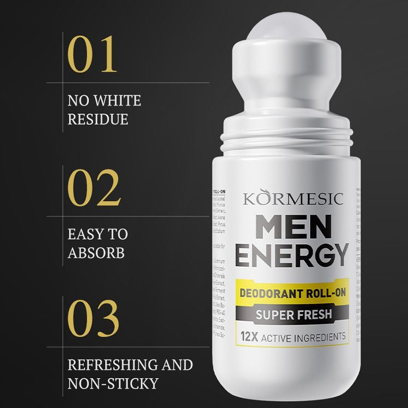 Men’s Energy Deodorant Roll-On – Long-Lasting Freshness, Underarm Odor Protection, Cooling Formula, Wholesale for Cross-Border Export 50ML