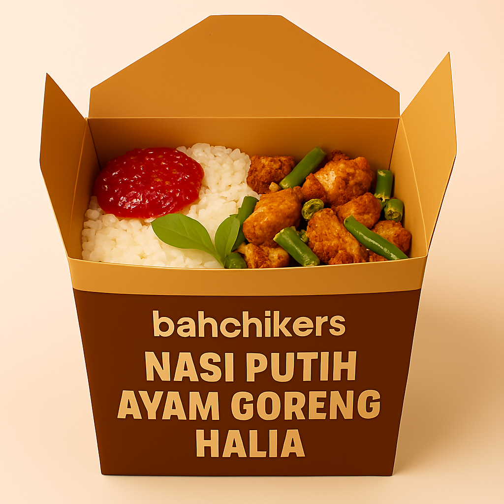Nasi putih Ayam goreng halia