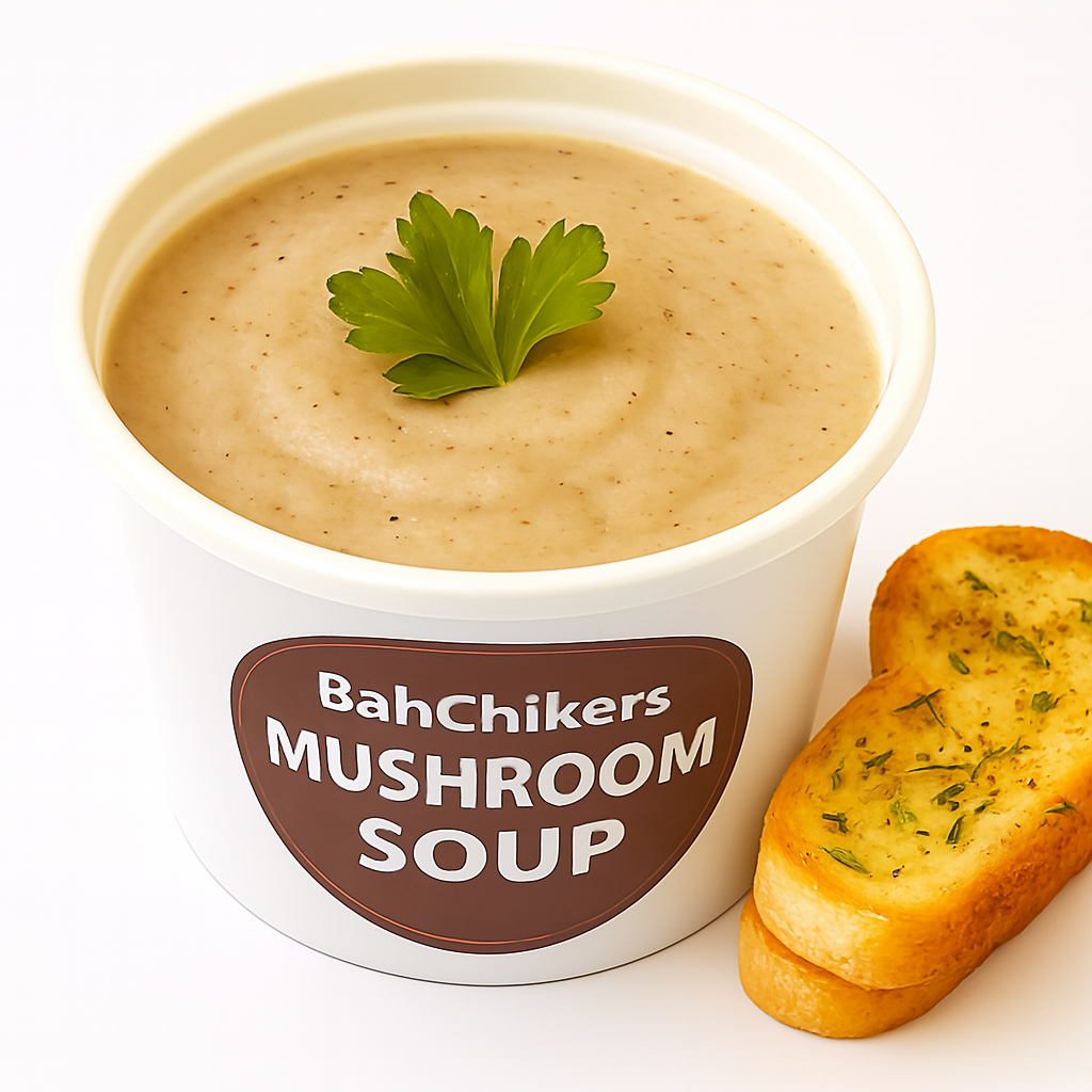 Mushroom Soup dengan 2 keping Roti Garlic