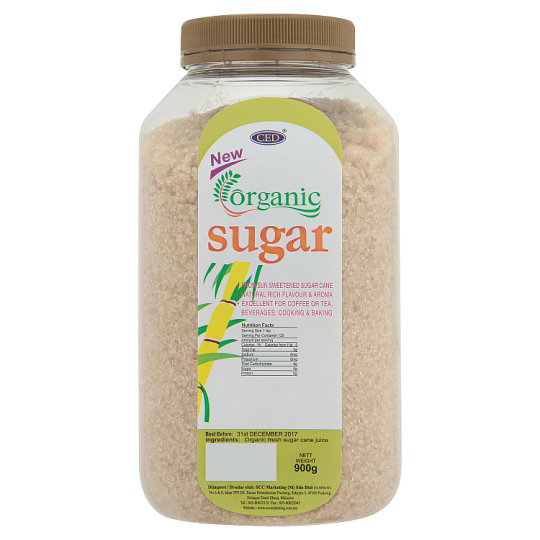CED CERTIFIED ORGANIC SUGAR 900G