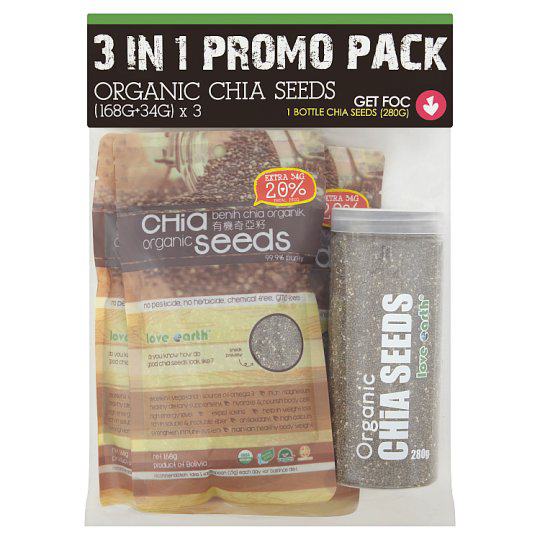 LOVE EARTH ORGANIC CHIA SEEDS 168GX3