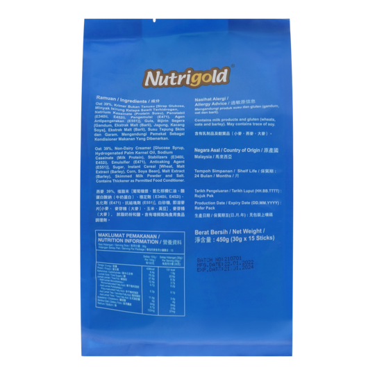 NUTRIGOLD 3IN1 CEREAL DRINK OAT 30GX15S