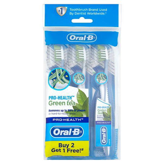 ORAL B PRO HEALTH GREENTEA TOOTHBRUSH 3S