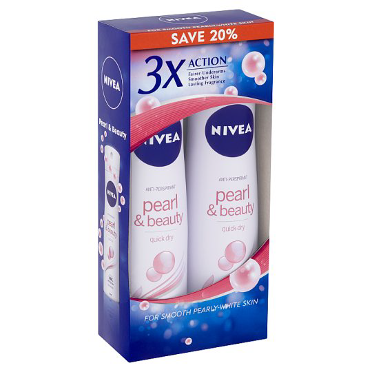 NIVEA (FEMALE) PEARL AND BEAUTY DEODORANT SPRAY 2X150ML
