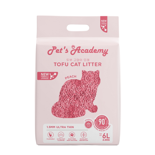 PET'S ACADEMY TOFU CAT LITTER 6L PEACH 2.5KG