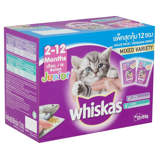 WHISKAS MULTIPACK CAT WET FOOD JUNIOR TUNA AND MACKEREL 80G